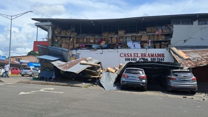 A damaged building is pictured following an earthquake in Sona, Veraguas Province, Panama, Oct. 9, 2026. A major earthquake struck Panama on Friday. (Photo: Xinhua)