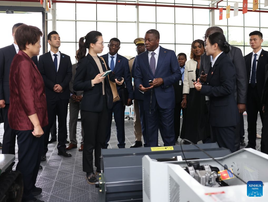 President of the Council of Ministers of Togo Faure Essozimna Gnassingbé visits a demonstration base for intelligent agriculture in Yangling, northwest China's Shaanxi Province, Oct. 9, 2026. Faure visited localities in Shaanxi Province from Oct. 9 to 11 during his official visit to China. (Xinhua/Li Yibo)

