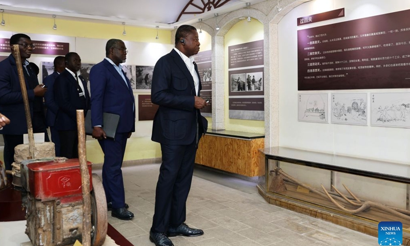 President of the Council of Ministers of Togo Faure Essozimna Gnassingbé visits a history museum of Liangjiahe Village in Yanchuan County of Yan'an City, northwest China's Shaanxi Province, Oct. 10, 2026. Faure visited localities in Shaanxi Province from Oct. 9 to 11 during his official visit to China. (Xinhua/Li Yibo)

