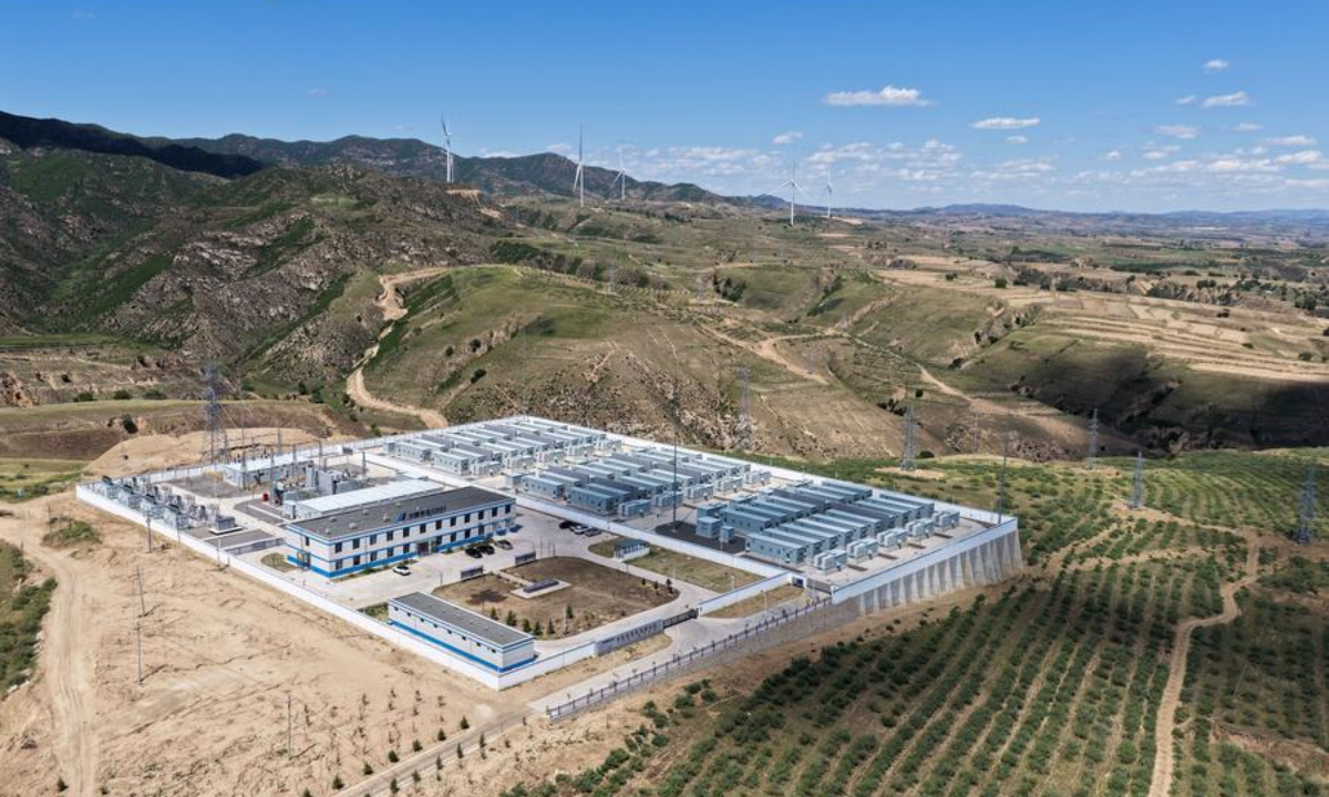 An aerial drone photo taken on June 4, 2026 shows a wind-photovoltaic power storage station of Huadian (Inner Mongolia) New Energy Co., Ltd. as part of the Horinger data center cluster green energy supply demonstration project, in Hohhot, north China's Inner Mongolia Autonomous Region. (Xinhua/Li Zhipeng)