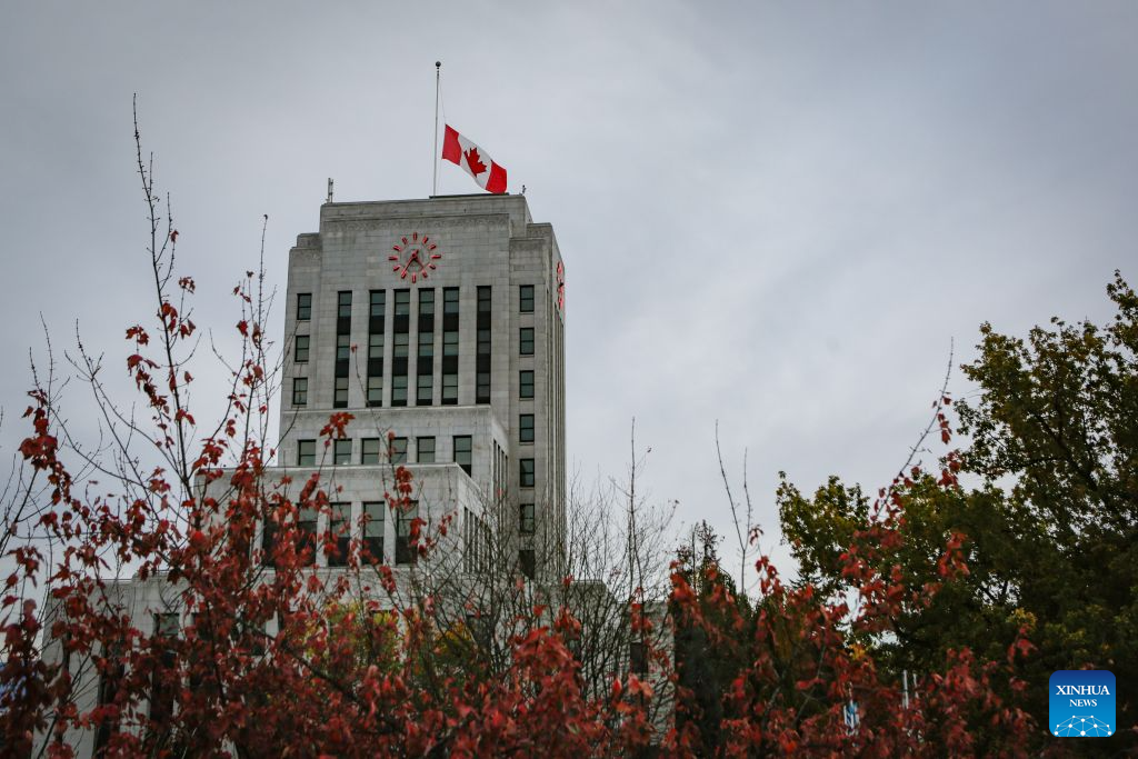 A Canadian national flag flies at half-mast outside a municipal government building in Vancouver, British Columbia, Canada, on Oct. 18, 2026. Canadian government announced on Sunday that flags at federal government buildings across the country would be flown at half-mast to mourn the deaths of four people in a major fire that broke out Saturday at a military base in the western province of Alberta.
The fire that left four people dead and 19 in critical condition in Wainwright, Alberta, Canada, was caused by a live-fire exercise, an official said Sunday. (Photo by Liang Sen/Xinhua)