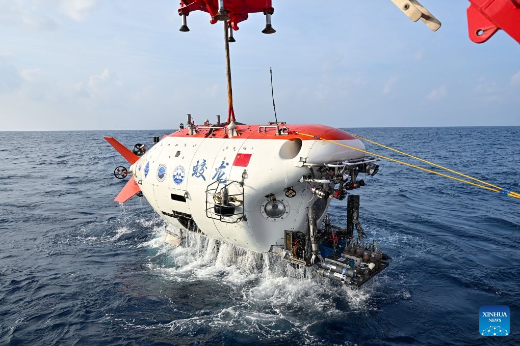 The manned deep-sea submersible Jiaolong is pictured after its 467th dive, on Oct. 11, 2026. China's manned deep-sea submersible Jiaolong successfully completed its 467th dive. The dive reached a depth of approximately 4,400 meters. (Photo: Xinhua)