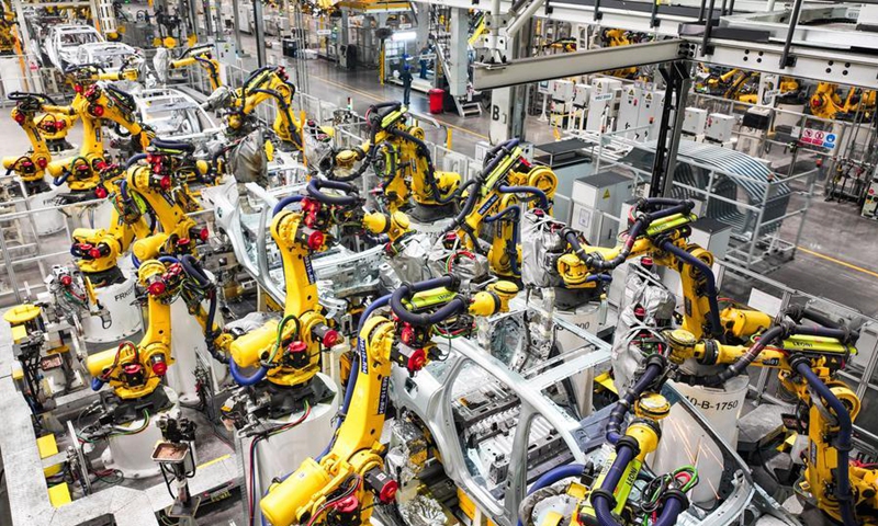 A drone photo taken on July 16, 2026 shows automated production at a super factory of carmaker Seres in southwest China's Chongqing Municipality. (Photo: Xinhua)