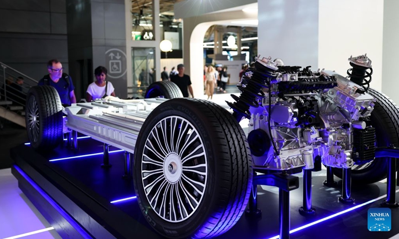 People visit the booth of Chinese automaker Chery during the 2026 Paris Motor Show in Paris, France, on Oct. 13, 2026. The 91st Paris Motor Show opened in the French capital on Monday, with a record number of Chinese automakers taking part to showcase their latest models and technologies. (Photo: Xinhua)