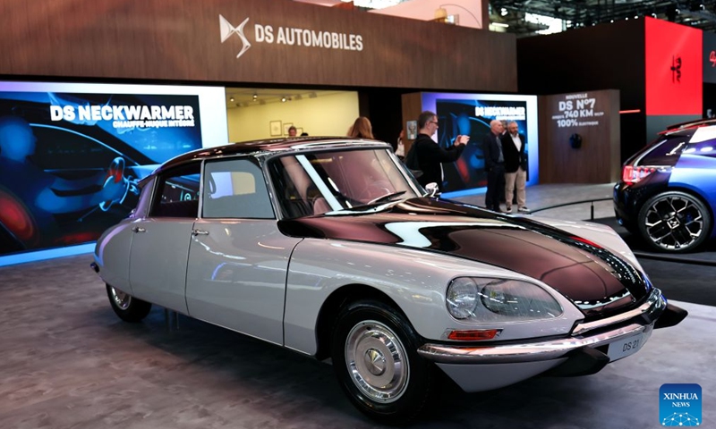 A vehicle on display is seen during the Paris Motor Show in Paris, France, Oct. 12, 2026. The 2026 Paris Motor Show kicked off here on Monday. (Photo: Xinhua)