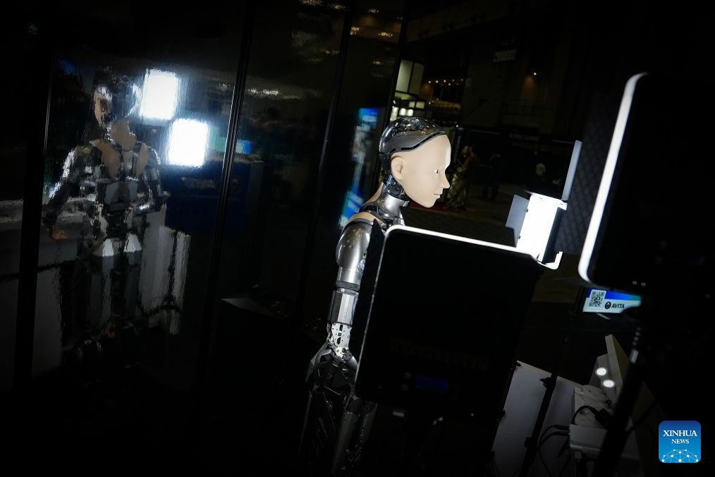 This photo taken on Oct. 13, 2026 shows a smart robot at the Combined Exhibition of Advanced Technologies (CEATEC) 2026 in Chiba Prefecture, Japan. The CEATEC 2026 kicked off here on Tuesday. (Photo: Xinhua)