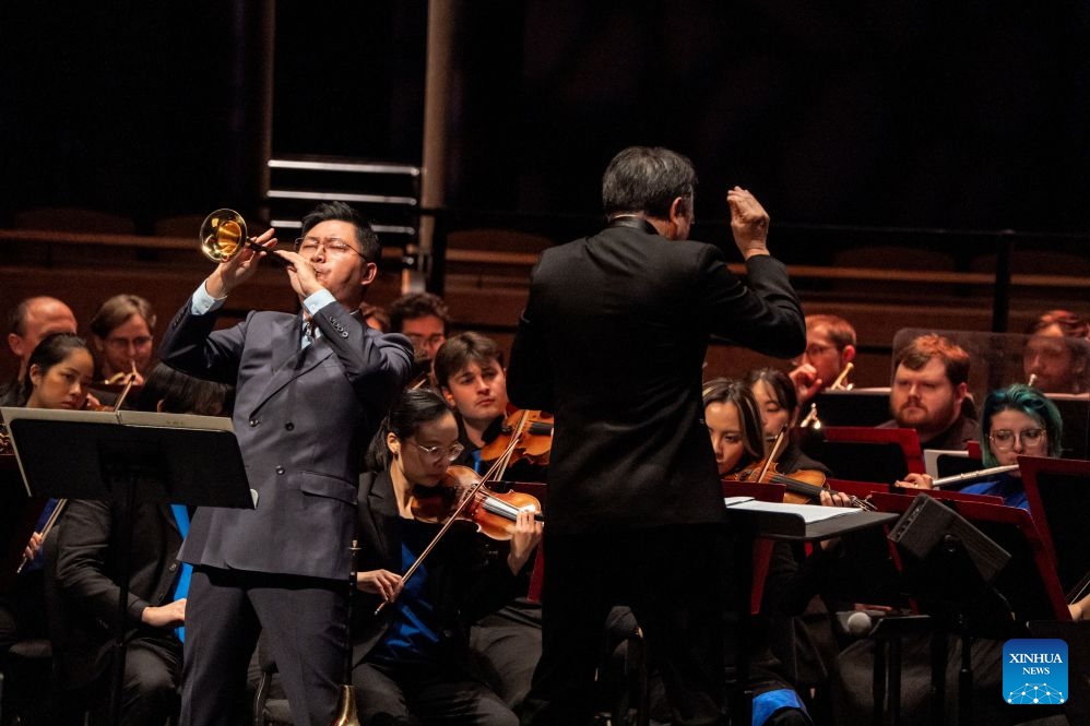 Artists perform the symphonic oratorio Men of Iron and the Golden Spike during the ninth China Now Music Festival at Lincoln Center in New York, the United States, Oct. 11, 2026. The ninth China Now Music Festival concluded Sunday at Lincoln Center in New York City with a concert showcasing the resilience and aspirations that connect the American and Chinese peoples. (Photo: Xinhua)