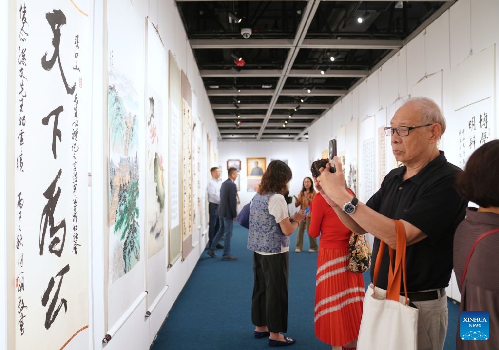 People visit an exhibition of calligraphy and paintings commemorating the 160th anniversary of the birth of Sun Yat-sen, in Hong Kong, south China, Oct. 13, 2026. (Photo: Xinhua)