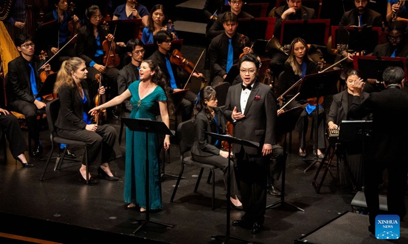 Artists perform the symphonic oratorio Men of Iron and the Golden Spike during the ninth China Now Music Festival at Lincoln Center in New York, the United States, Oct. 11, 2026. The ninth China Now Music Festival concluded Sunday at Lincoln Center in New York City with a concert showcasing the resilience and aspirations that connect the American and Chinese peoples. (Photo: Xinhua)