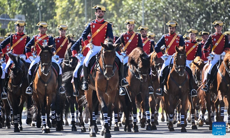A military parade is held to commemorate the National Day in Madrid, Spain, Oct. 12, 2026. (Photo: Xinhua)