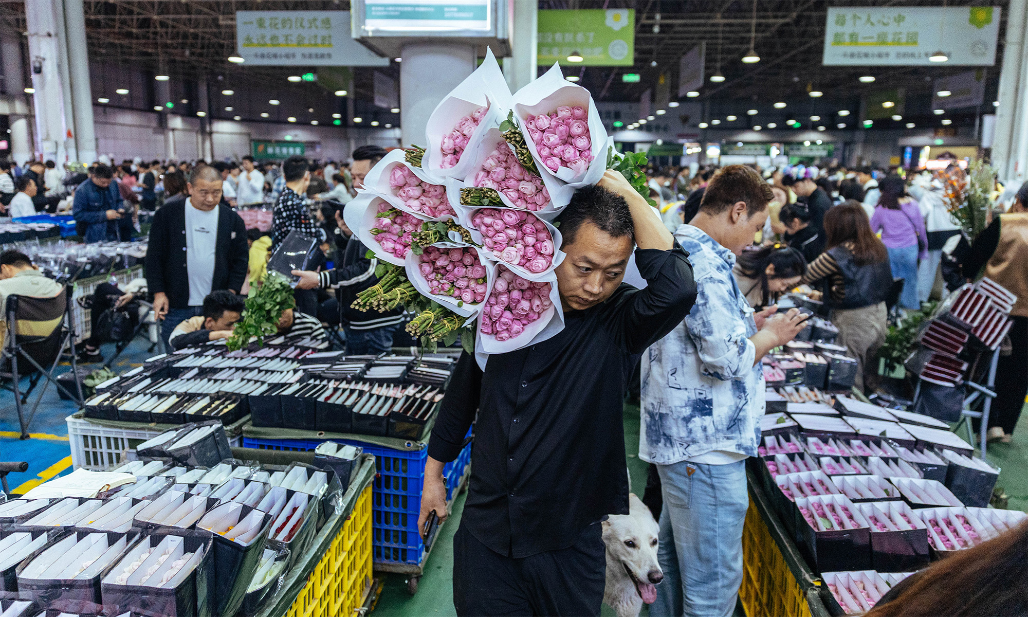 A night in China's largest flower market Photo: Li Hao/Global Times