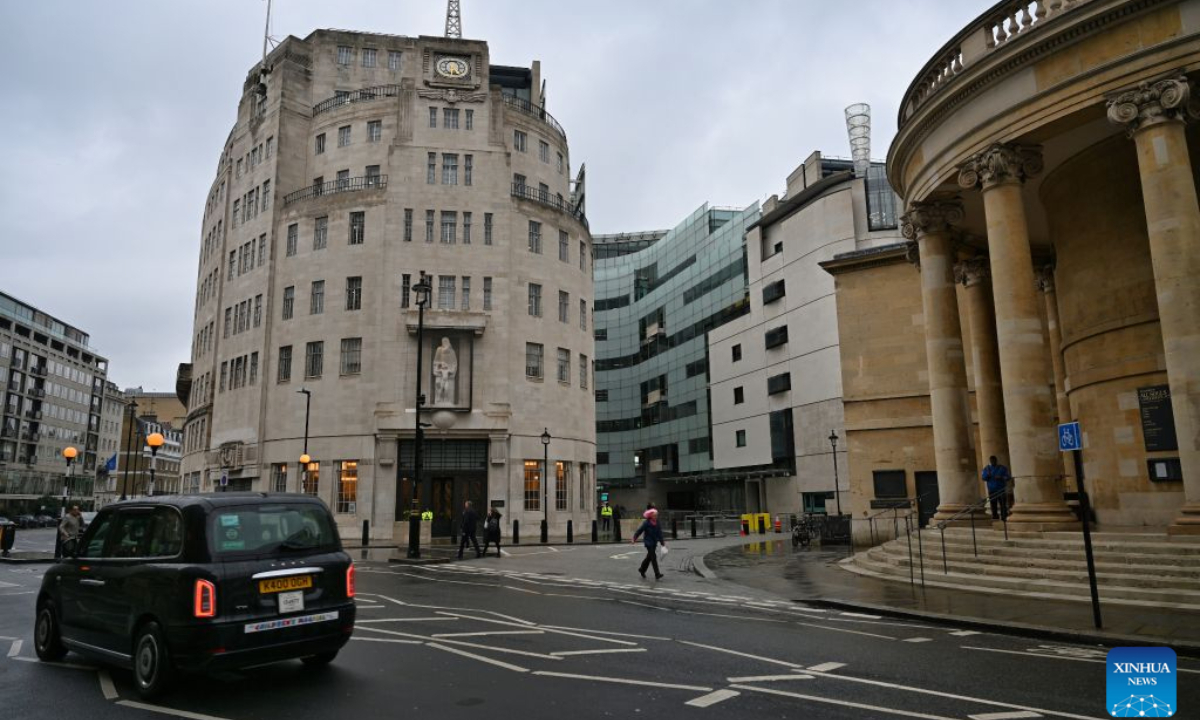 This photo taken on Oct. 20, 2026 shows an exterior view of the Broadcasting House of the British Broadcasting Corporation (BBC) in London, Britain. The BBC reported Tuesday it will close its BBC Three and BBC Scotland television channels in the spring, as the corporation continues to make 500 million pounds (669 million U.S. dollars) of savings over two years. (Xinhua/Li Mangmang)