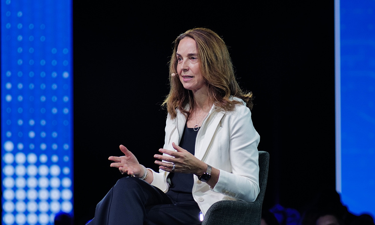 OpenAI CFO Sarah Friar speaks at the at the International AI Summit in Dublin, Ireland, on October 14, 2026. Photo: VCG