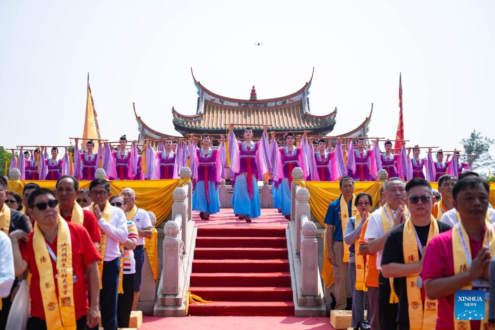 Actors perform during the opening ceremony of the 19th A-Ma Cultural and Tourism Festival in Macao, south China, Oct. 13, 2026. A statue of Mazu, a Chinese sea goddess, was paraded through the streets of China's Macao Special Administrative Region (SAR) on Tuesday as the 19th A-Ma Cultural and Tourism Festival opened. (Photo: Xinhua)