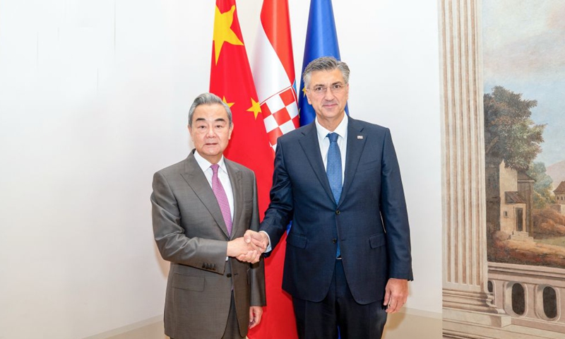 Croatian Prime Minister Andrej Plenkovic meets with visiting Chinese Foreign Minister Wang Yi, also a member of the Political Bureau of the Communist Party of China Central Committee, in Zagreb, Croatia, Oct. 17, 2026. (Xinhua/Peng Ziyang)

