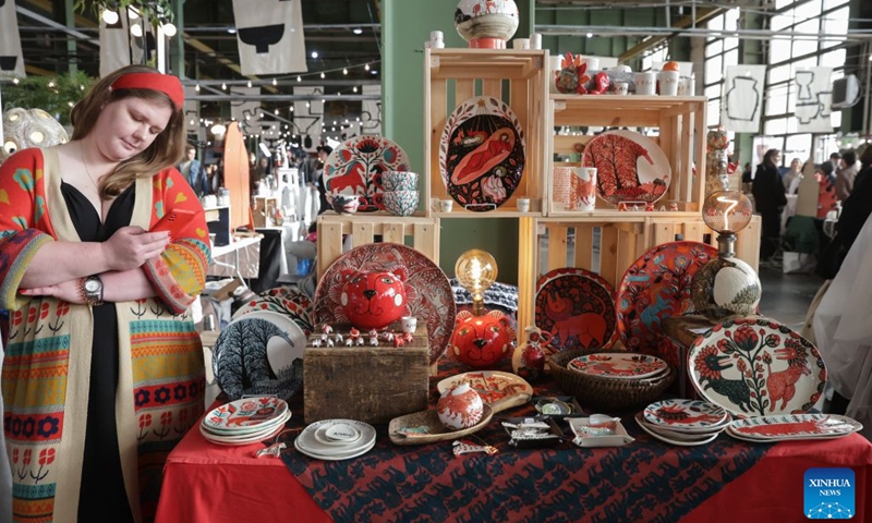 Photo taken on Oct. 17, 2026 shows creative ceramic works at the ceramic exhibition in St. Petersburg, Russia. The Russian city of St. Petersburg hosted a two-day ceramics exhibition. More than 150 artists from over 20 cities across Russia showcase their creative ceramic works. (Photo by Irina Motina/Xinhua)