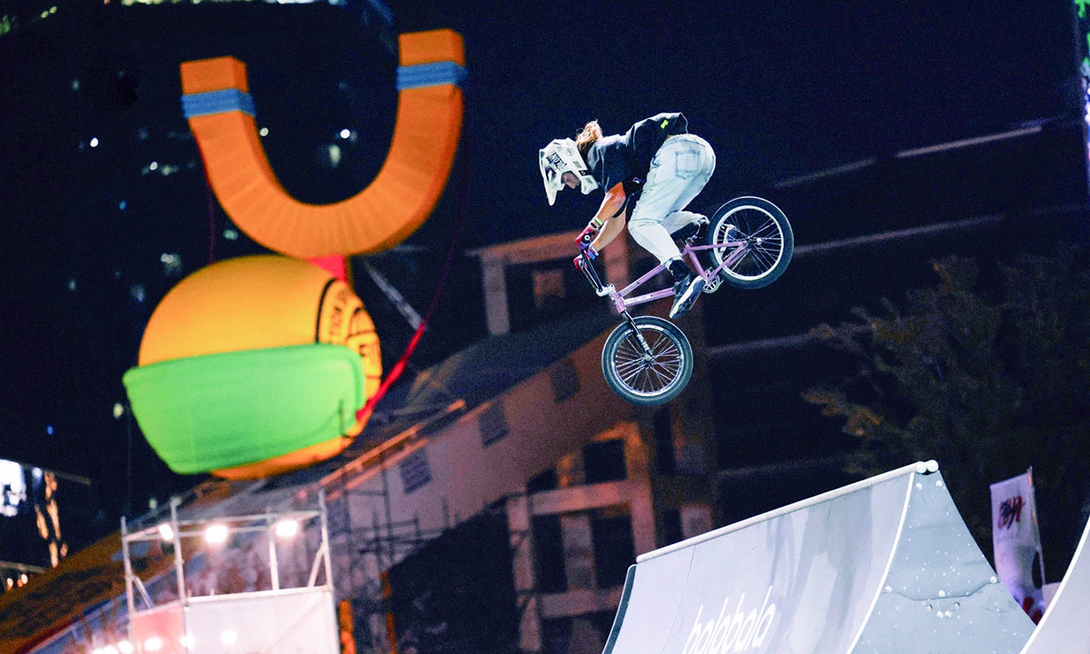 An athlete competes in a BMX event in Shanghai on October 17, 2026. Photo: Courtesy of organizers