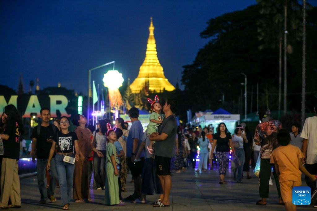 People visit a fair during the Thadingyut Festival at People's Square in Yangon, Myanmar, Oct. 25, 2026. (Photo: Xinhua)