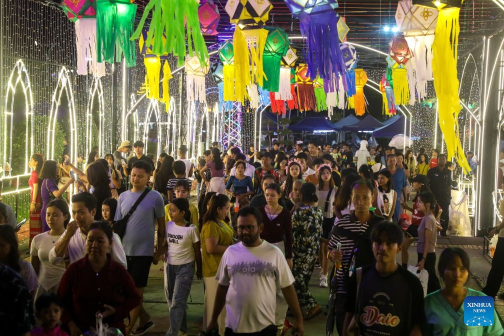 People visit a fair during the Thadingyut Festival at People's Square in Yangon, Myanmar, Oct. 25, 2026. (Photo: Xinhua)