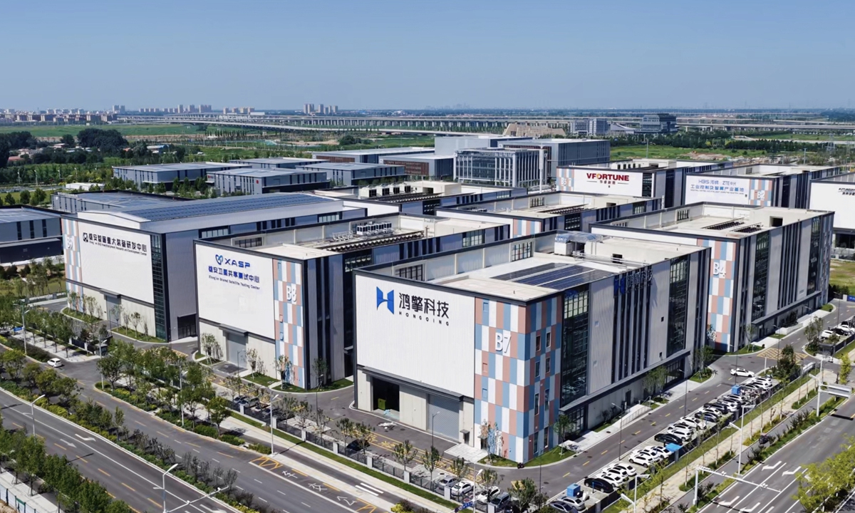 Aerial view of an industrial park, home to a host of satellite-sector firms, in Xiong'an New Area Photo: Courtesy of the Xiong'an government