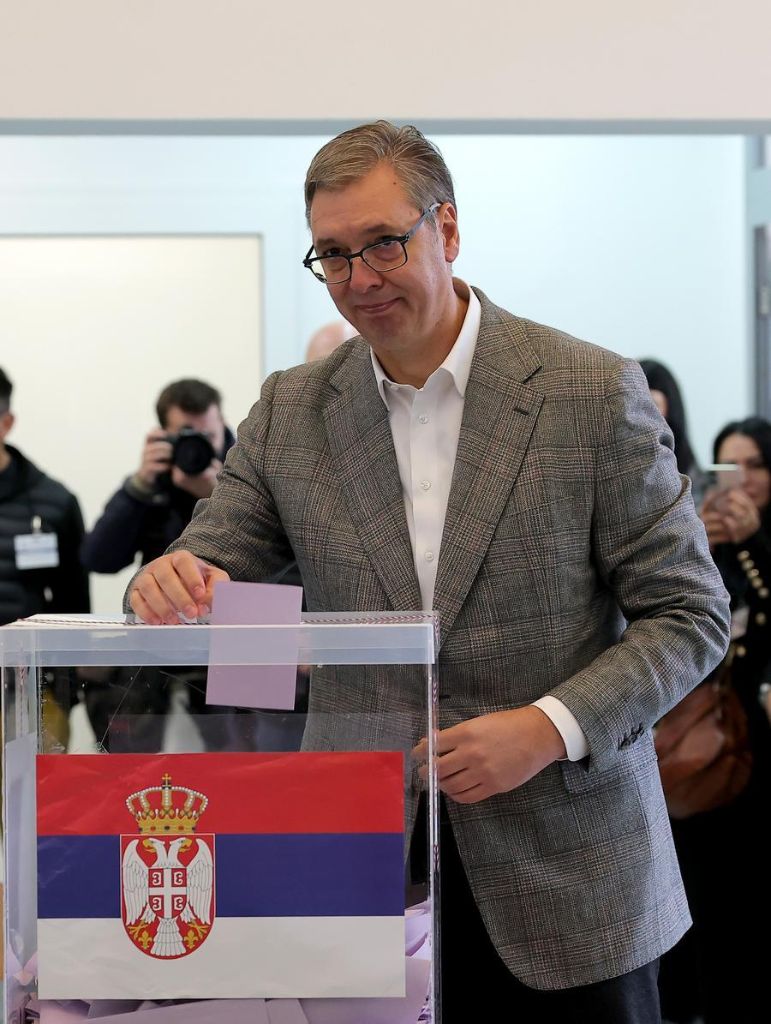 Former Serbian President Aleksandar Vucic casts his ballot for the early parliamentary election at a polling station in Belgrade, Serbia, on Oct. 25, 2026. (Photo by Predrag Milosavljevic/Xinhua)