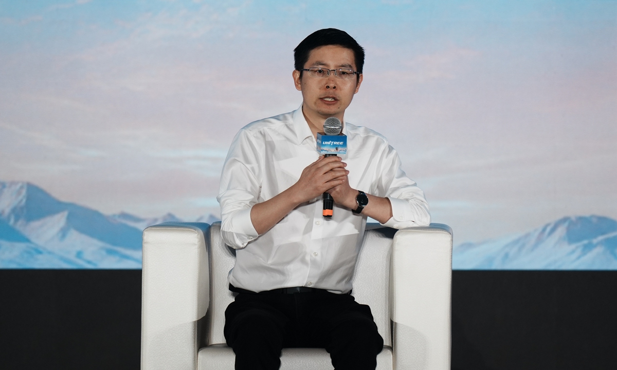Unitree Robotics founder delivers speeches at the 2026 World Physical AI Conference and Unitree Partner Ecosystem Conference in Hangzhou, East China's Zhejiang Province. Photo: VCG