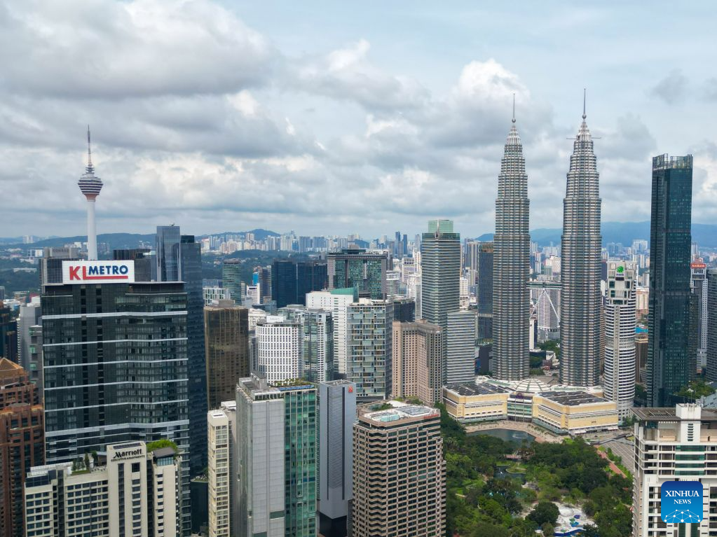 A drone photo taken on Oct. 29, 2026 shows a view of downtown Kuala Lumpur, Malaysia. (Xinhua/Chen Zeguo)