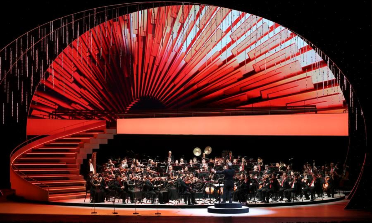 The opening performance of the 25th China Shanghai International Arts Festival and the inaugural concert of the Shanghai Grand Opera House is staged in Shanghai, east China, Oct. 17, 2026. (Xinhua/Wang Xiang)