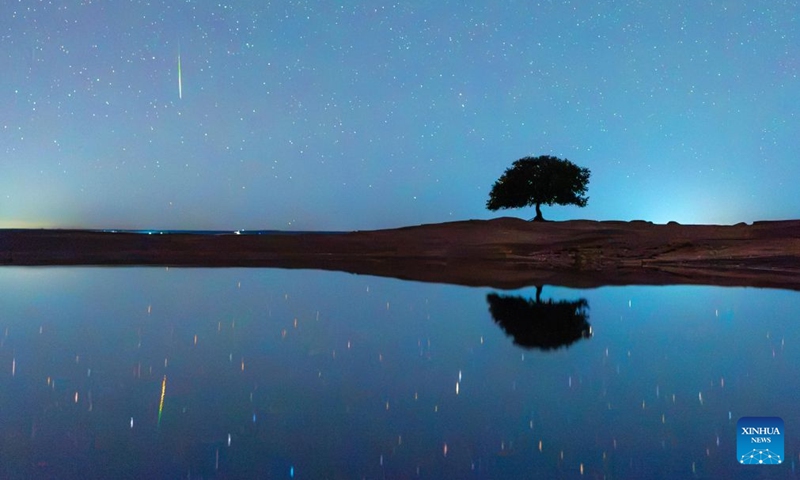 This photo taken on Oct. 22, 2026 shows the Orionid meteor shower in the sky over Daqing City, northeast China's Heilongjiang Province. The Orionid meteor shower, caused by remnants from Halley's comet, peaked on Wednesday and Thursday. Photo: Xinhua