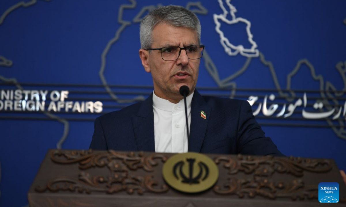 Iran's Foreign Ministry spokesman Esmaeil Baghaei attends a weekly press conference in Tehran, Iran, Oct. 26, 2026. (Xinhua/Shadati)