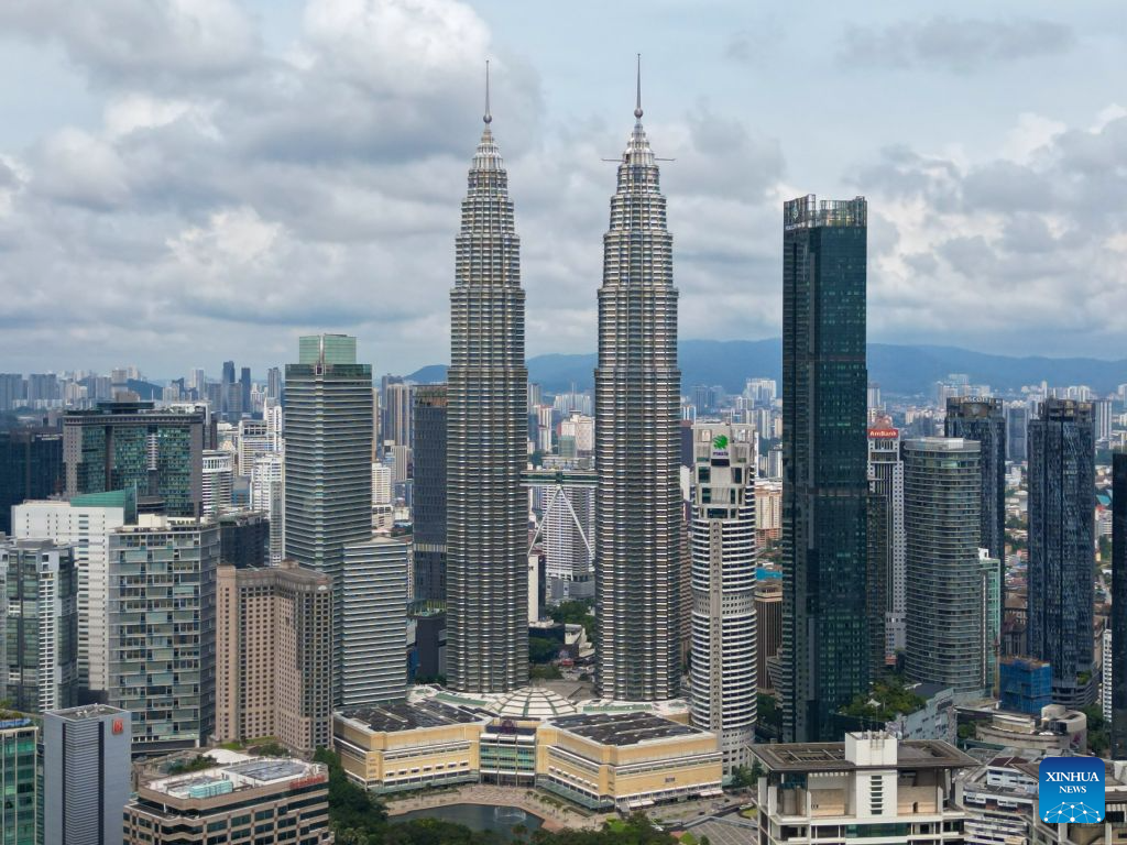 A drone photo taken on Oct. 29, 2026 shows a view of downtown Kuala Lumpur, Malaysia. (Xinhua/Chen Zeguo)