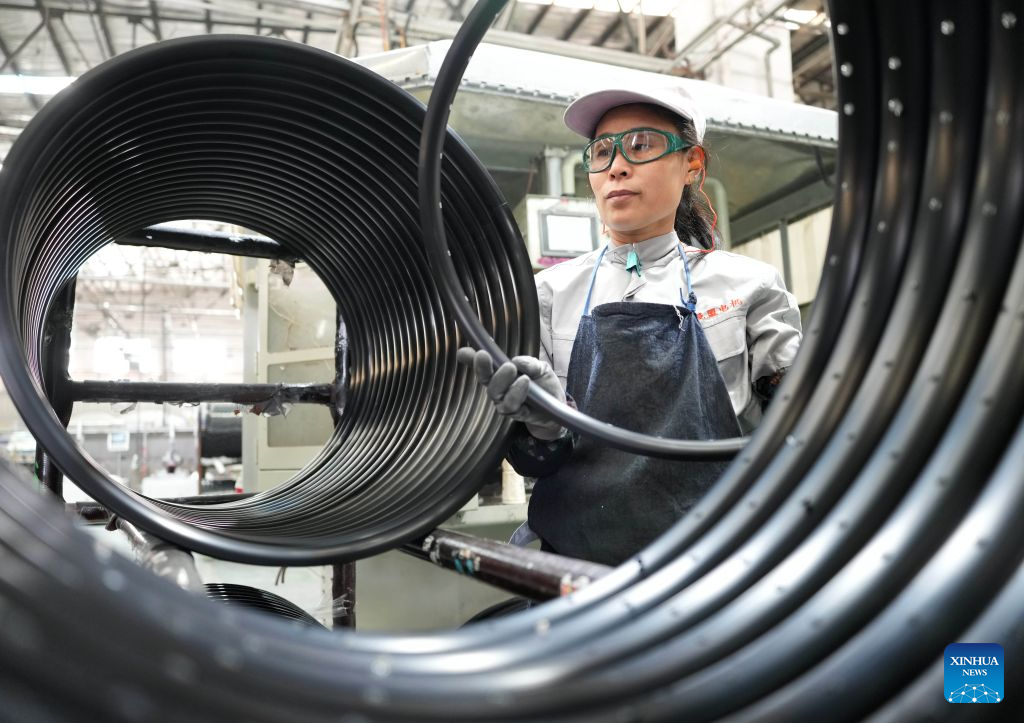 A staff member operates at the workshop of a bicycle component manufacturing enterprise in Lutai economic development zone of Tangshan City, north China's Hebei Province, Oct. 28, 2026. In recent years, Lutai economic development zone in Tangshan City has continuously promoted the upgrading of its bicycle industry. Local manufacturers are encouraged to expand their operation from mere production of components to development and production of ready-for-use bicycles. There are 55 of such manufacturers in this district, covering production of bicycles, bicycle parts, and motors for electric two-wheelers. (Xinhua/Yang Shiyao)