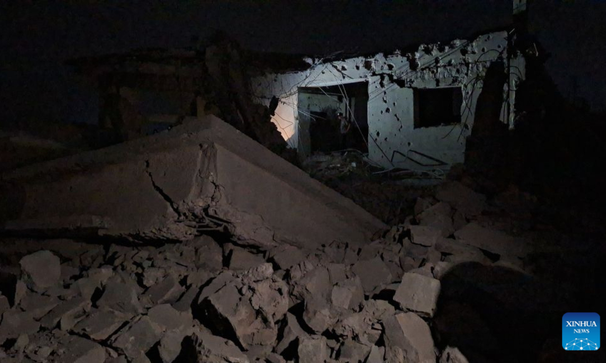 This photo taken with a mobile phone shows a destroyed house following a series of Jordanian airstrikes on the Daraa countryside in southern Syria, on Oct. 26, 2026. Jordanian air force carried out airstrikes against militant sites in southern Syria on Monday, the Jordanian Armed Forces said, while Syria's state media reported five people were killed in the airstrikes. (Str/Xinhua)