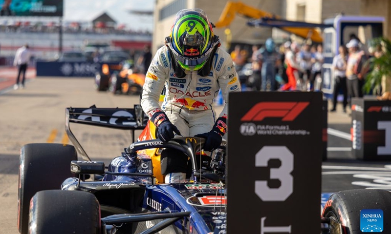 Red Bull Racing's Isack Hadjar of France reacts after the qualifying session of the Formula One United States Grand Prix, in Austin, Texas, the United States, Oct. 24, 2026. (Photo by Song Haiyuan/Xinhua)

