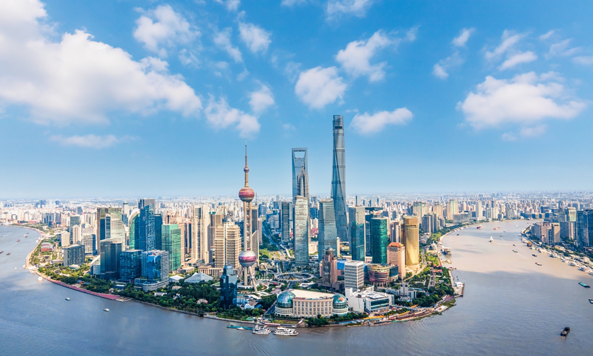 A view of the Lujiazui area in Shanghai Photo: VCG

