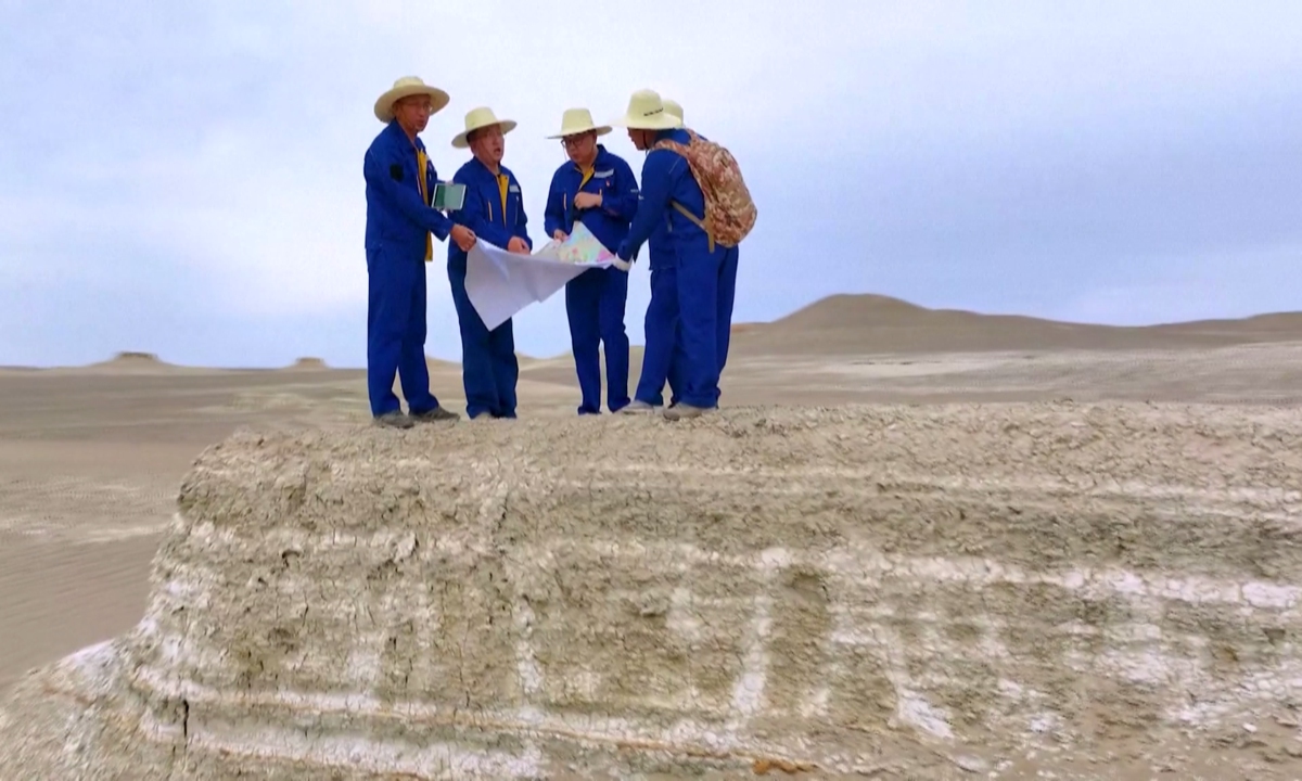 Exploration workers conduct uranium prospecting operations at an undisclosed location in Xinjiang. Photo: VCG