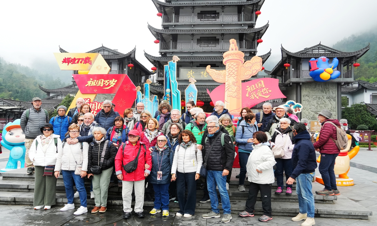 Zhangjiajie National Forest Park in central China's Hunan Province on October 23, 2026, draws a steady stream of visitors from around the world. Overseas ticket purchases for the park have exceeded 1 million so far this year, up more than 40 percent year on year, with visitors coming from 190 countries and regions worldwide—a record high. Photo: VCG