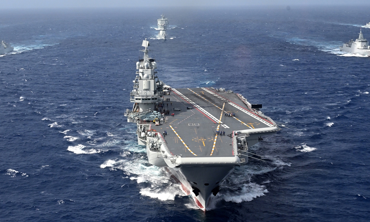 The Liaoning aircraft carrier participates in a dual-aircraft-carrier formation drill on October 21, 2024. Photo: VCG