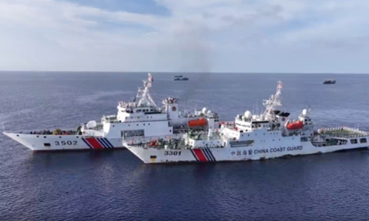 China Coast Guard (CCG) vessels featured in a video footage released by CCG Photo: screenshot from video footage released on CCG's official WeChat account 