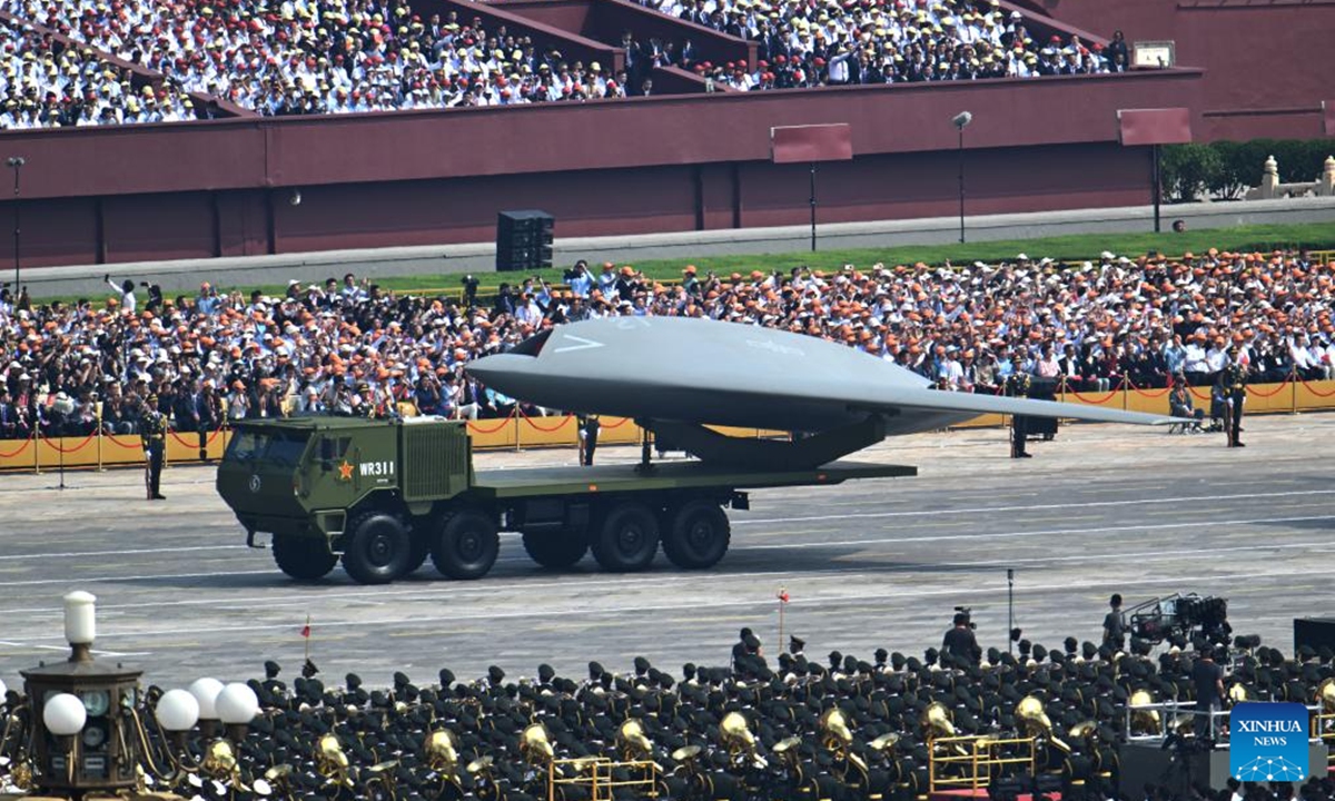 The airborne unmanned warfare formation attends a military parade in Beijing, capital of China, Sept. 3, 2025. China on Wednesday held a grand gathering to commemorate the 80th anniversary of the victory in the Chinese People's War of Resistance against Japanese Aggression and the World Anti-Fascist War. (Xinhua/Deng Hua)

